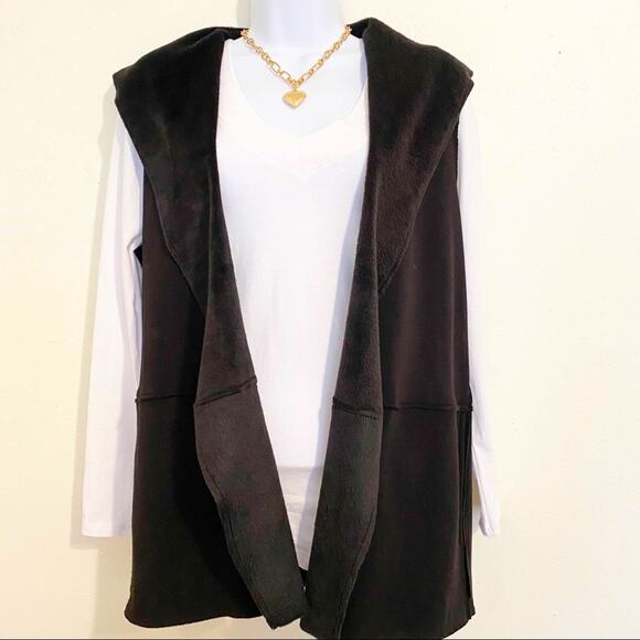 CABLE & GAUGE Black Fleece Lined Vest, M, NWT! - Picture 6 of 10